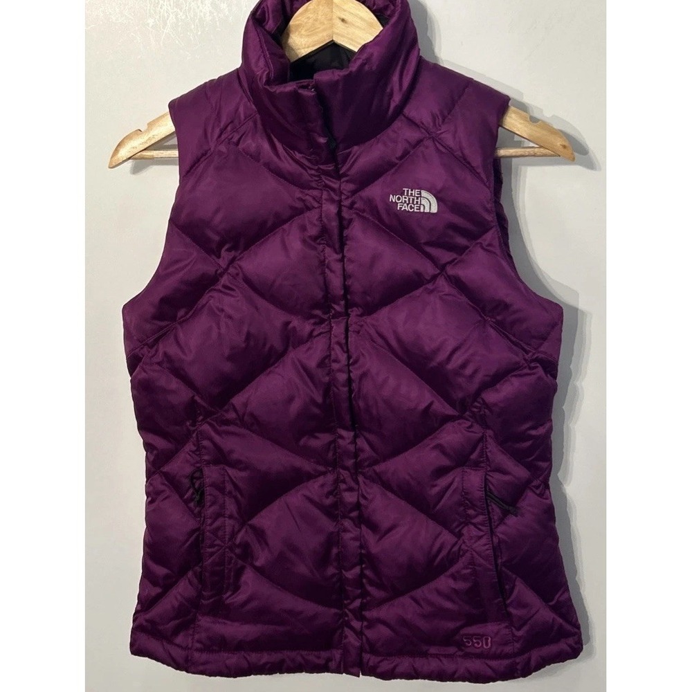 The North Face 550 Down Full Zip Quilted Puffer Vest Purple Women's Sz XS